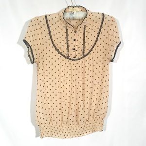 $7️⃣ FOREVER 21 Black Polka Dot Button Blouse